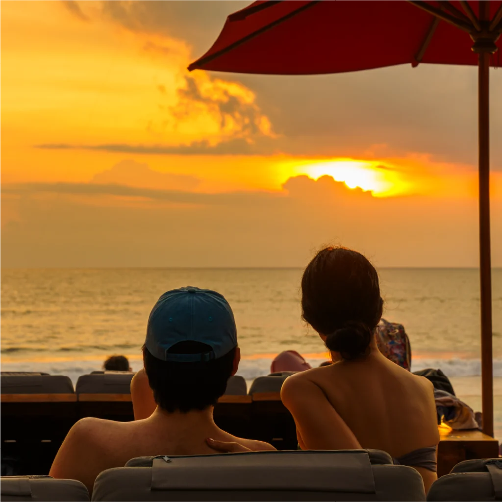 Enjoying best sunset in seminyak while settle into Ku De Ta daybed